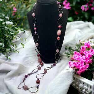 Premier Designs Rhapsody Purple & Pink Beaded Hoop 17 Inch Necklace Vintage!